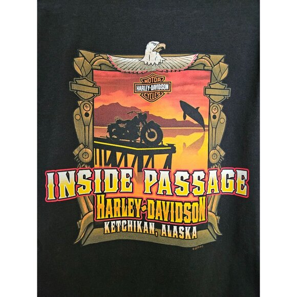 Harley Davidson Motorcycles Shirt Black Inside Passage Ketchikan Alaska Men's XL - Picture 3 of 7